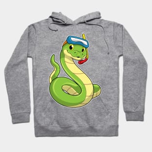 Snake as Diver wirth Snorkel Hoodie